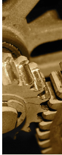 Close-up of interlocking mechanical gears